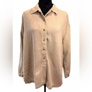 Monterey by Korey weekend linen blend button up‎ ladies tunic top size MED 10/12